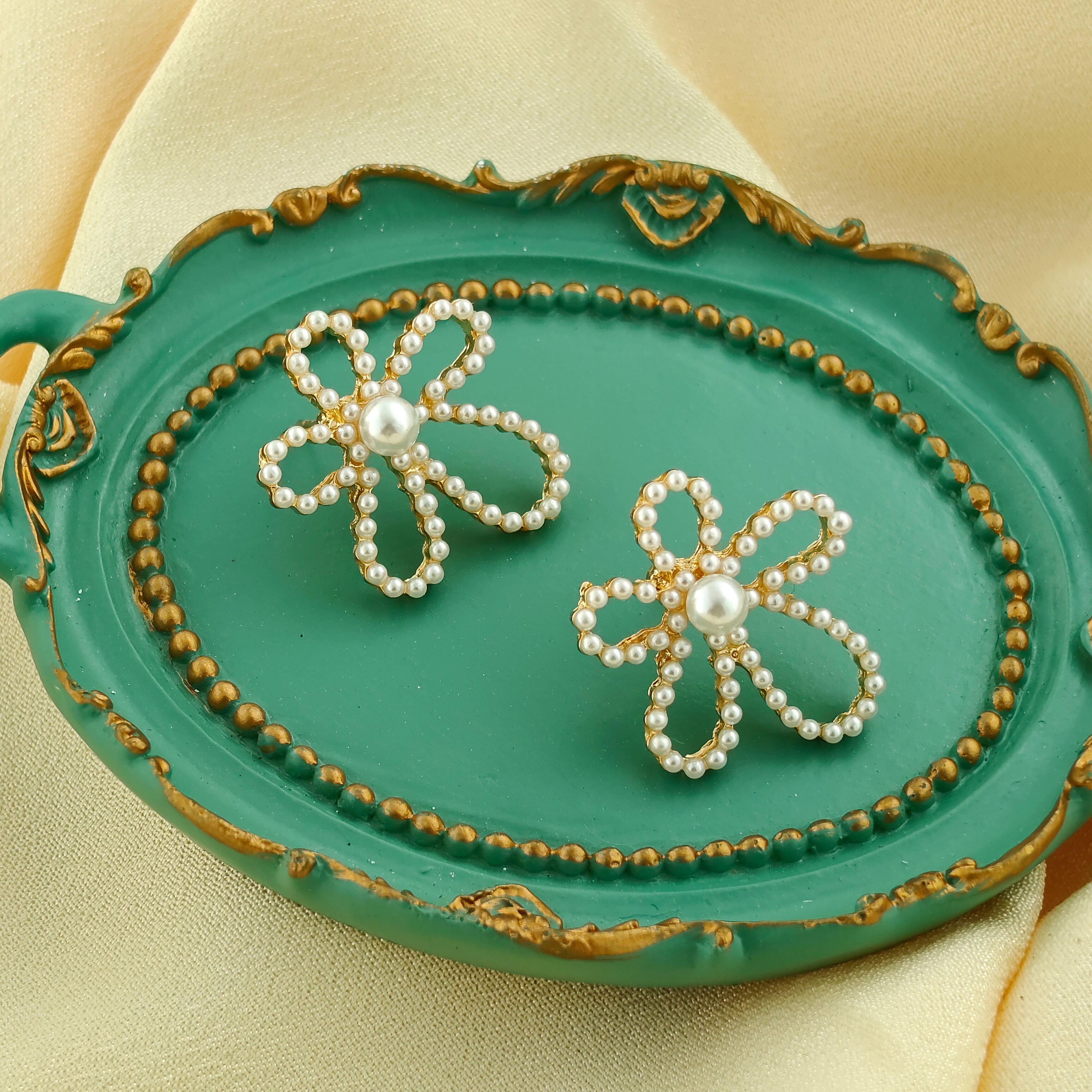 Anti-Tarnish Korean Pearl Daisy Statement Earrings