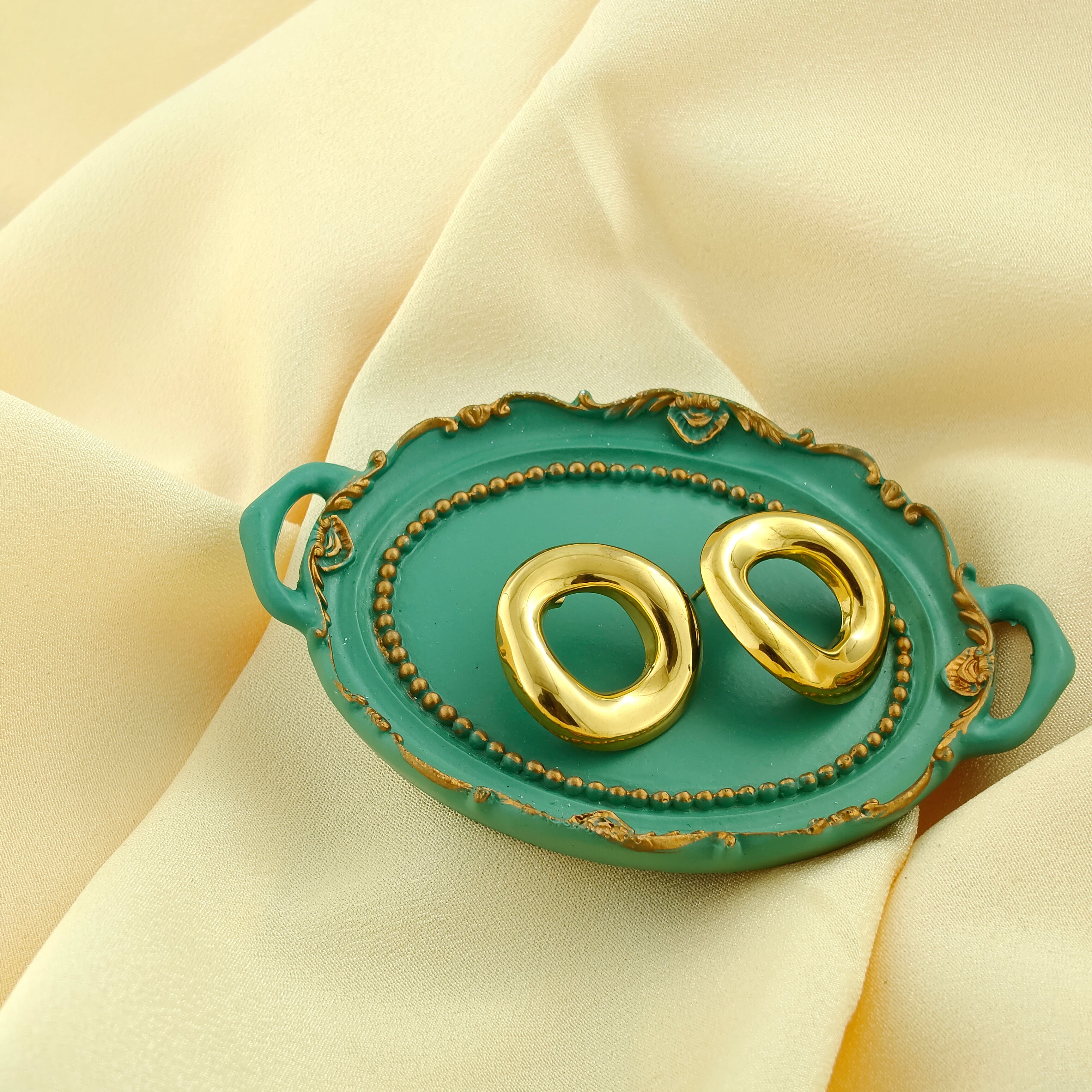 Anti-Tarnish Korean Organic Oval Statement Studs