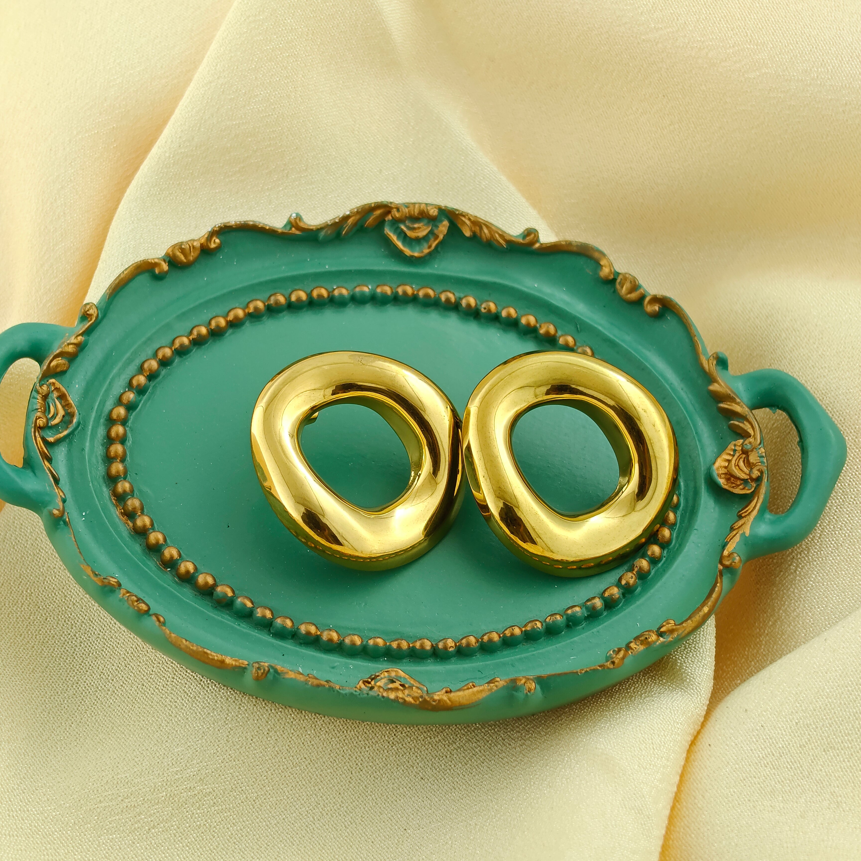 Anti-Tarnish Korean Organic Oval Statement Studs