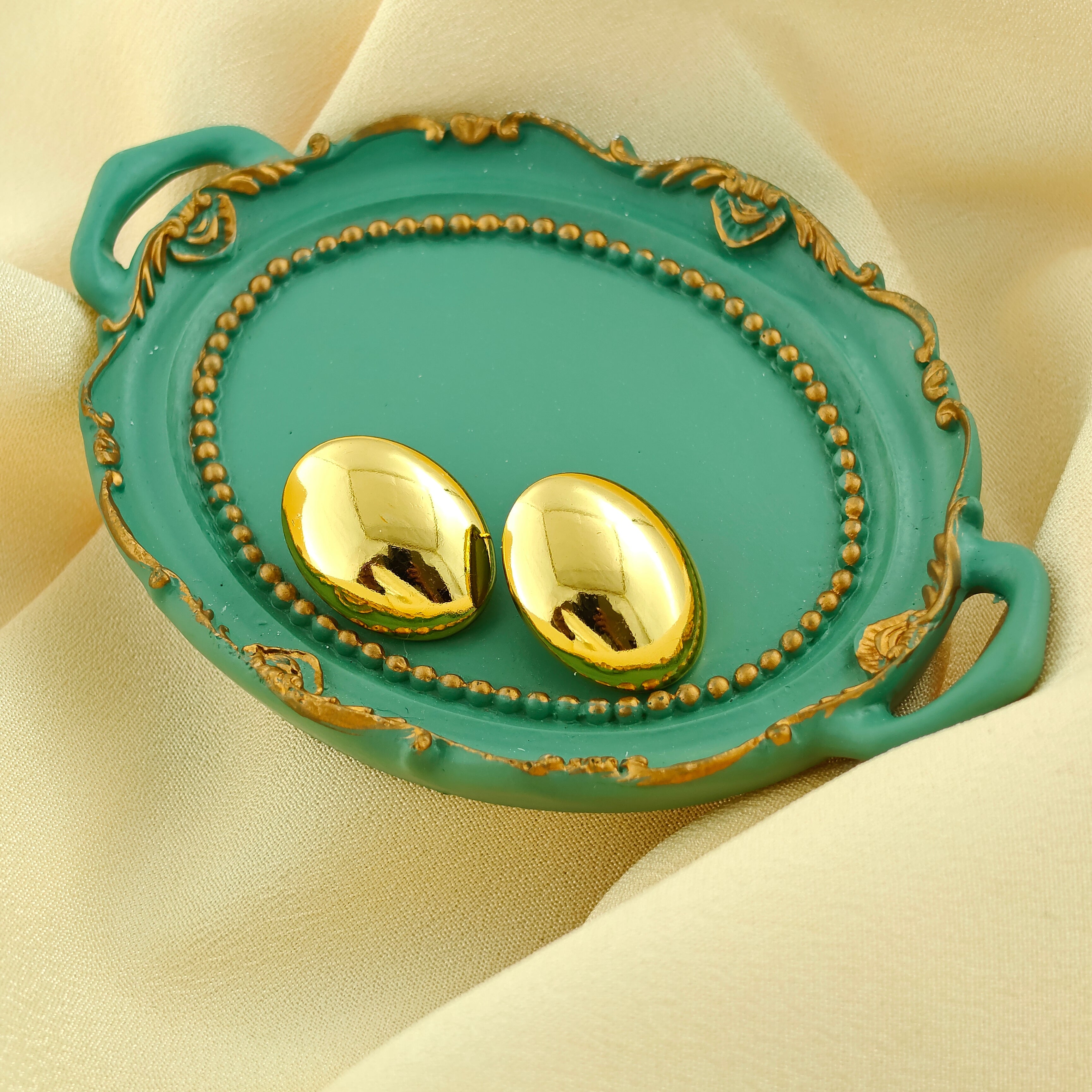 Anti-Tarnish Korean Oval Statement Studs