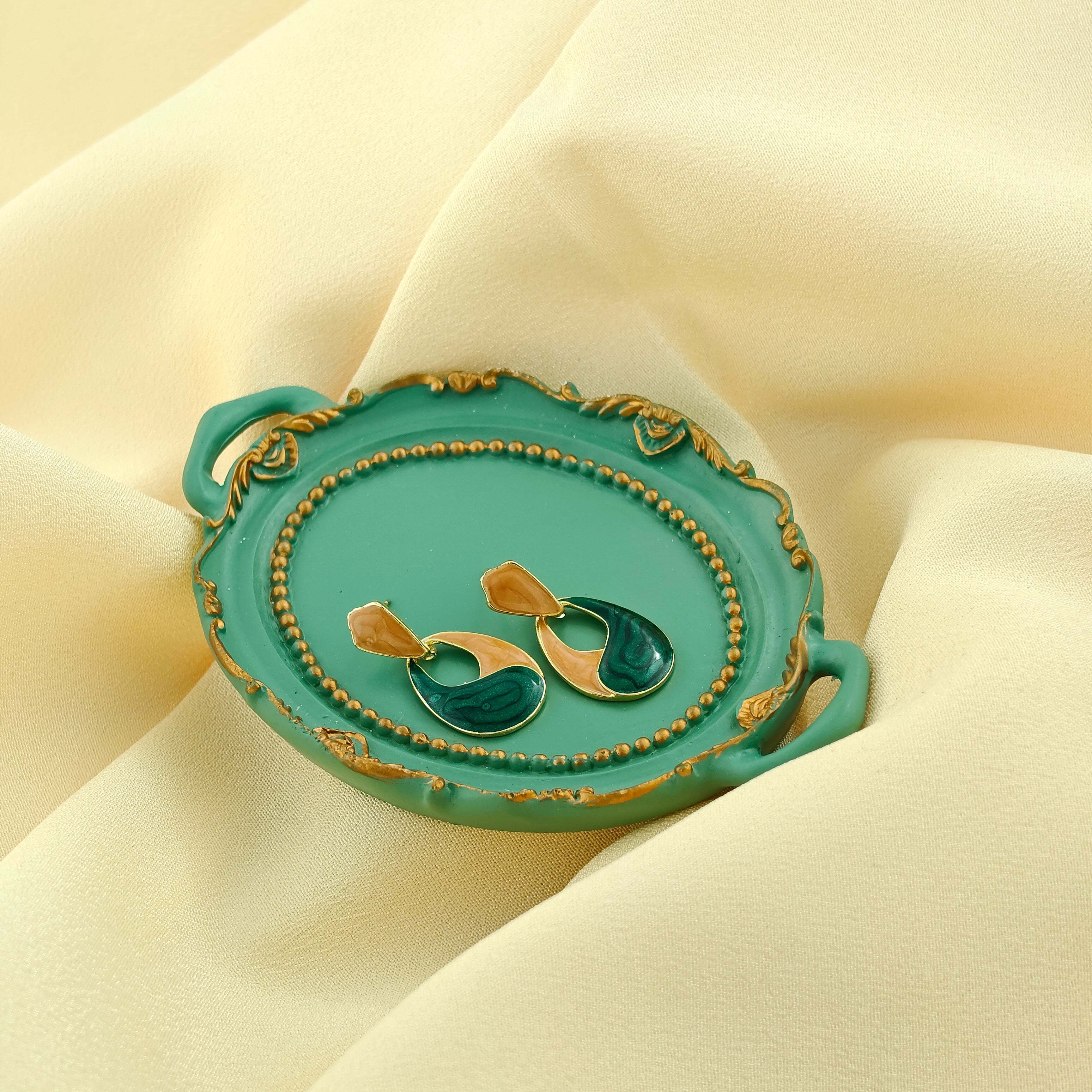 Anti-Tarnish Korean Abstract Malachite Drop Earrings