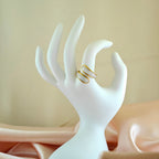 Gold-Plated Anti-Tarnish Korean Jewelry Statement White Curve Ring