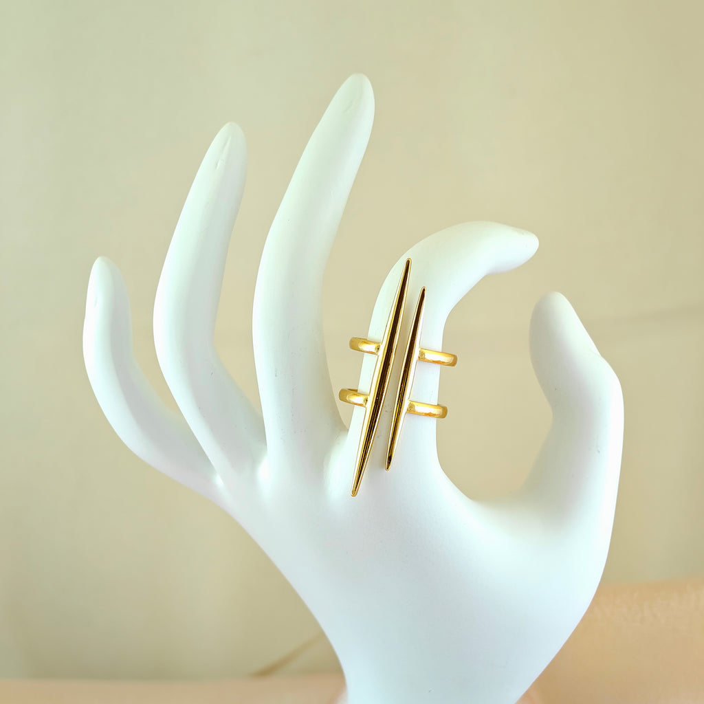 Two-Bar Long Anti-Tarnish Korean Fashion Ring