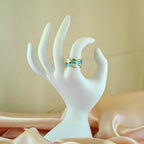 Blue Butterfly Enamel Anti-Tarnish Korean Open Ring