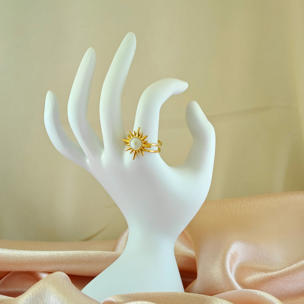 Gold-Plated Anti-Tarnish Korean Celestial Sun Ray Ring