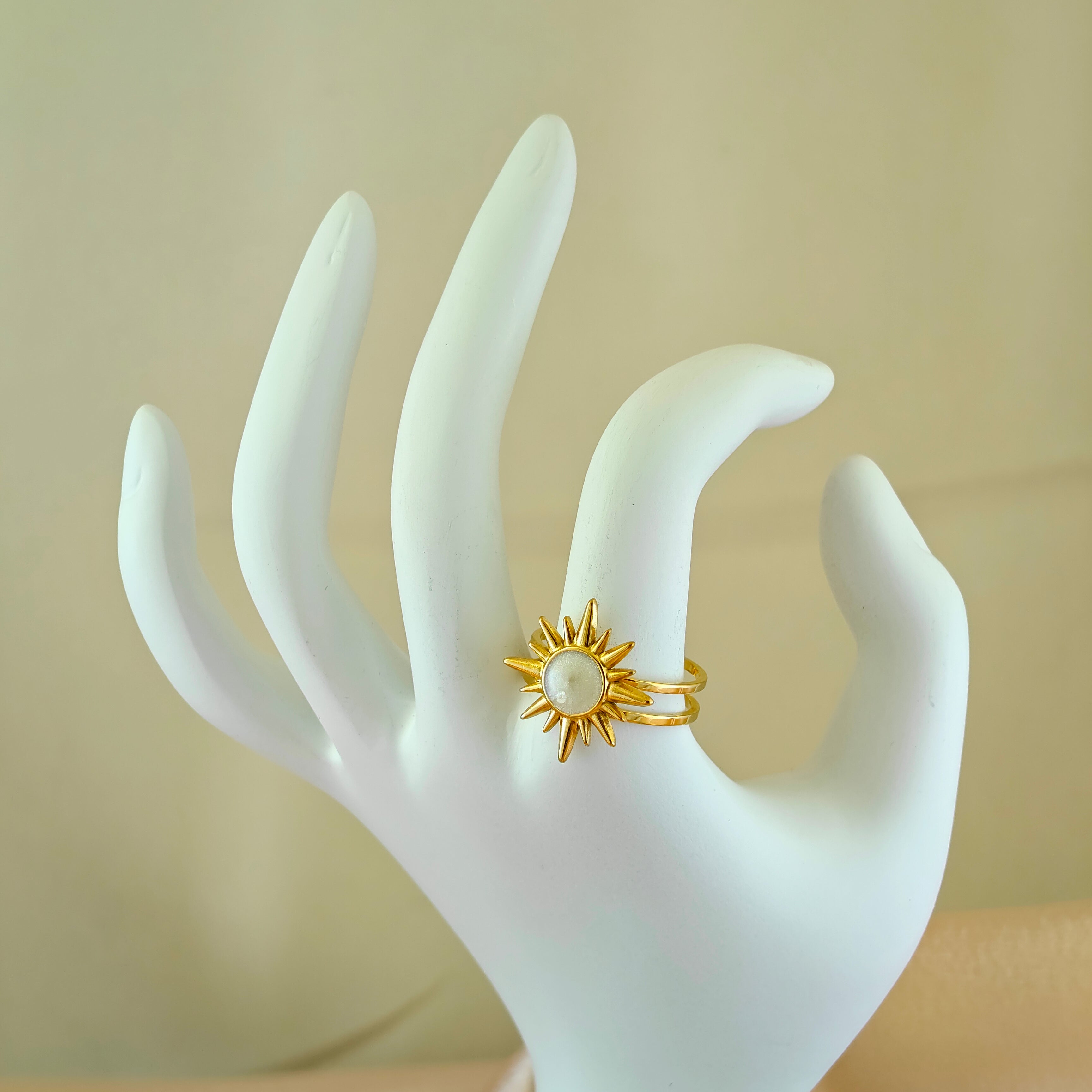 Gold-Plated Anti-Tarnish Korean Celestial Sun Ray Ring