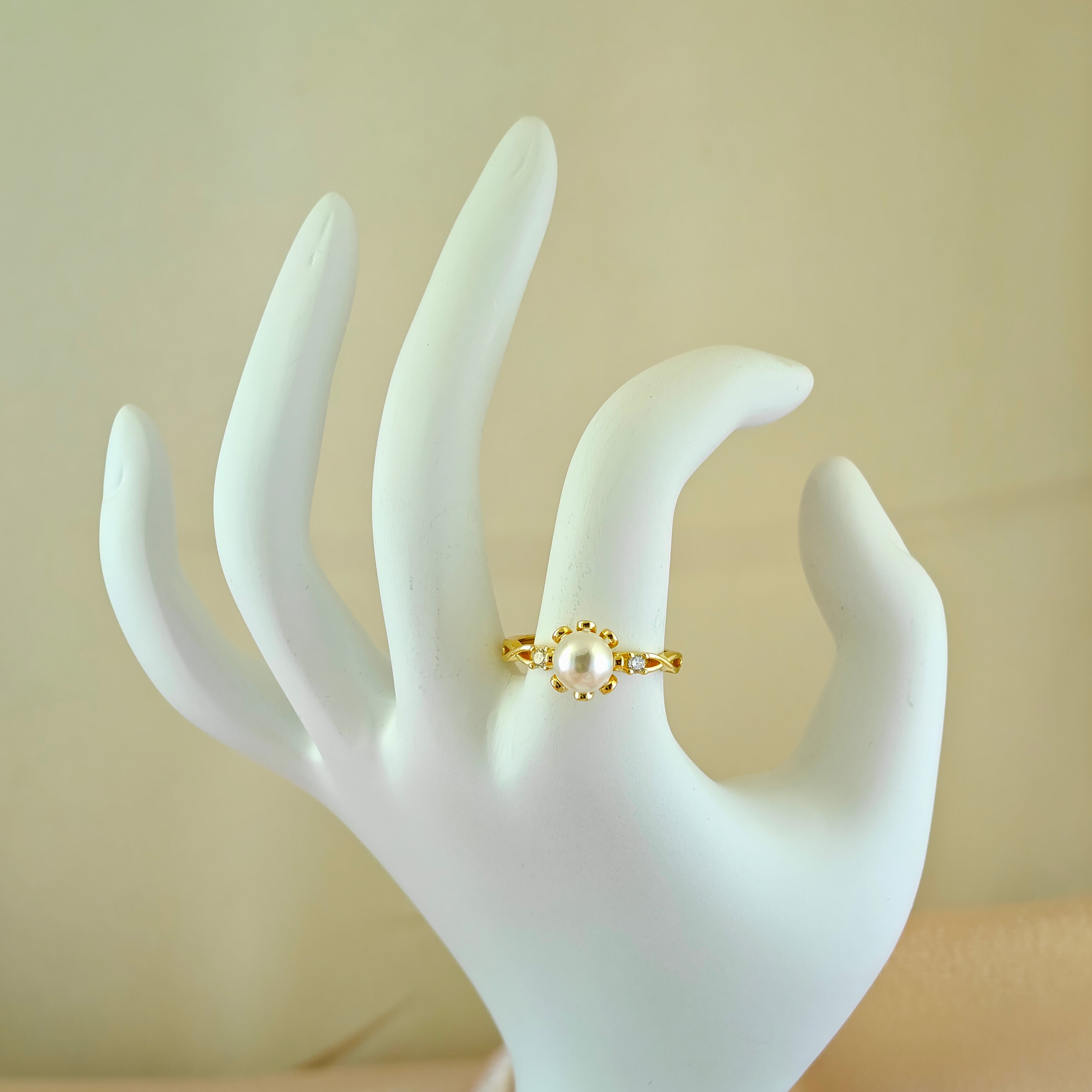 Gold-Plated Anti-Tarnish Korean Classic Pearl Cluster Ring