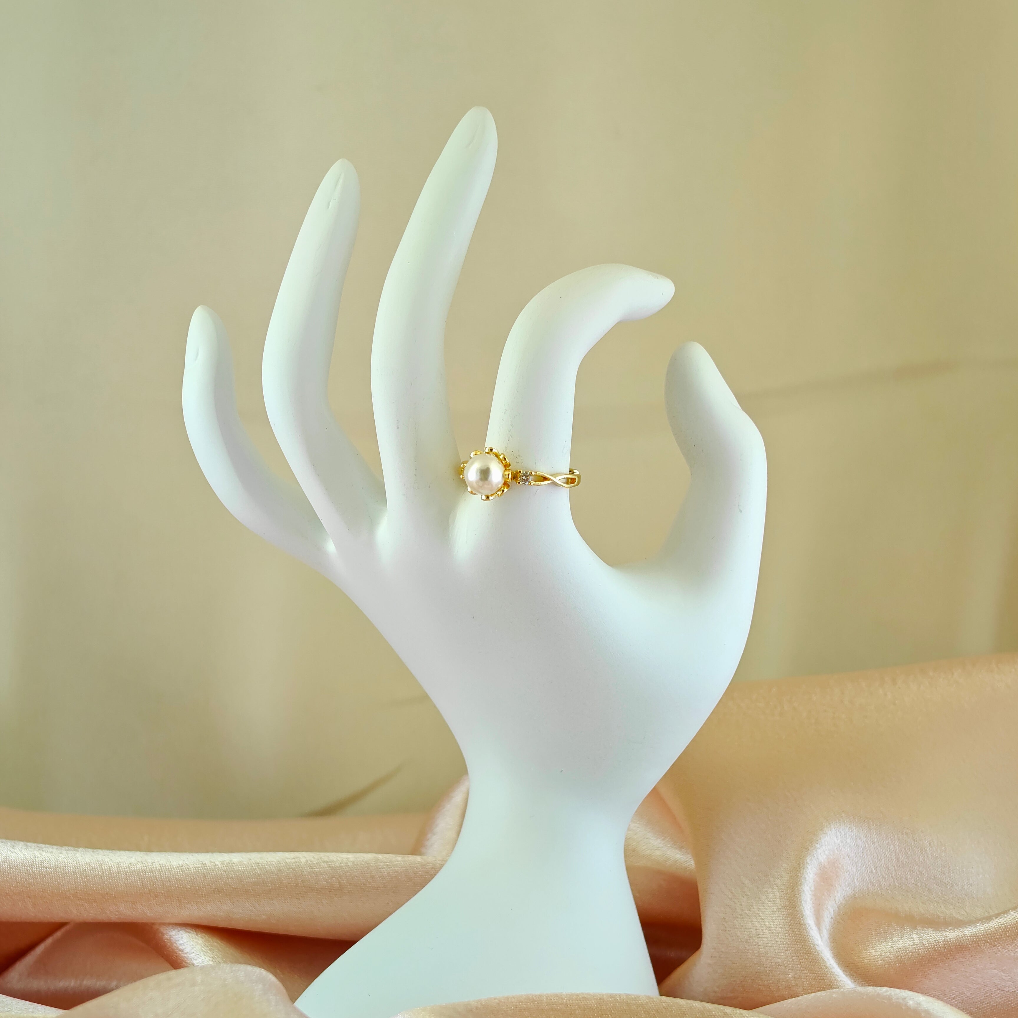 Gold-Plated Anti-Tarnish Korean Classic Pearl Cluster Ring