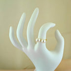 Gold-Plated Anti-Tarnish Korean Adjustable Bypass Pearl Ring
