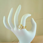 Modern Gold Double Ring with Star Charm Non-Tarnishing Korean Jewelry