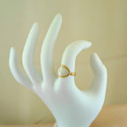 Korean Anti Tarnish Jewelry Modern Abstract Stone Gold Band Ring