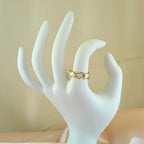 Dainty Anti Tarnish Korean Jewelry Open Work Heart Eternity Band