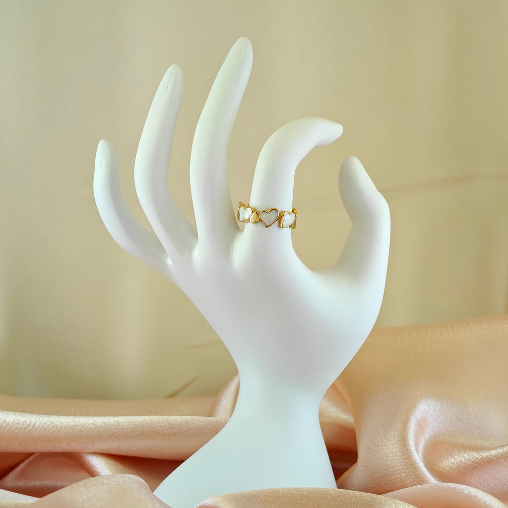 Dainty Anti Tarnish Korean Jewelry Open Work Heart Eternity Band