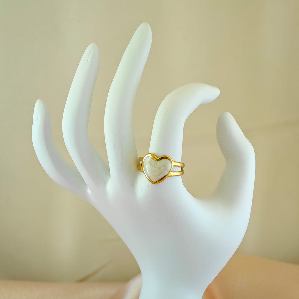 Gold Tone Heart Anti Tarnish Korean Ring
