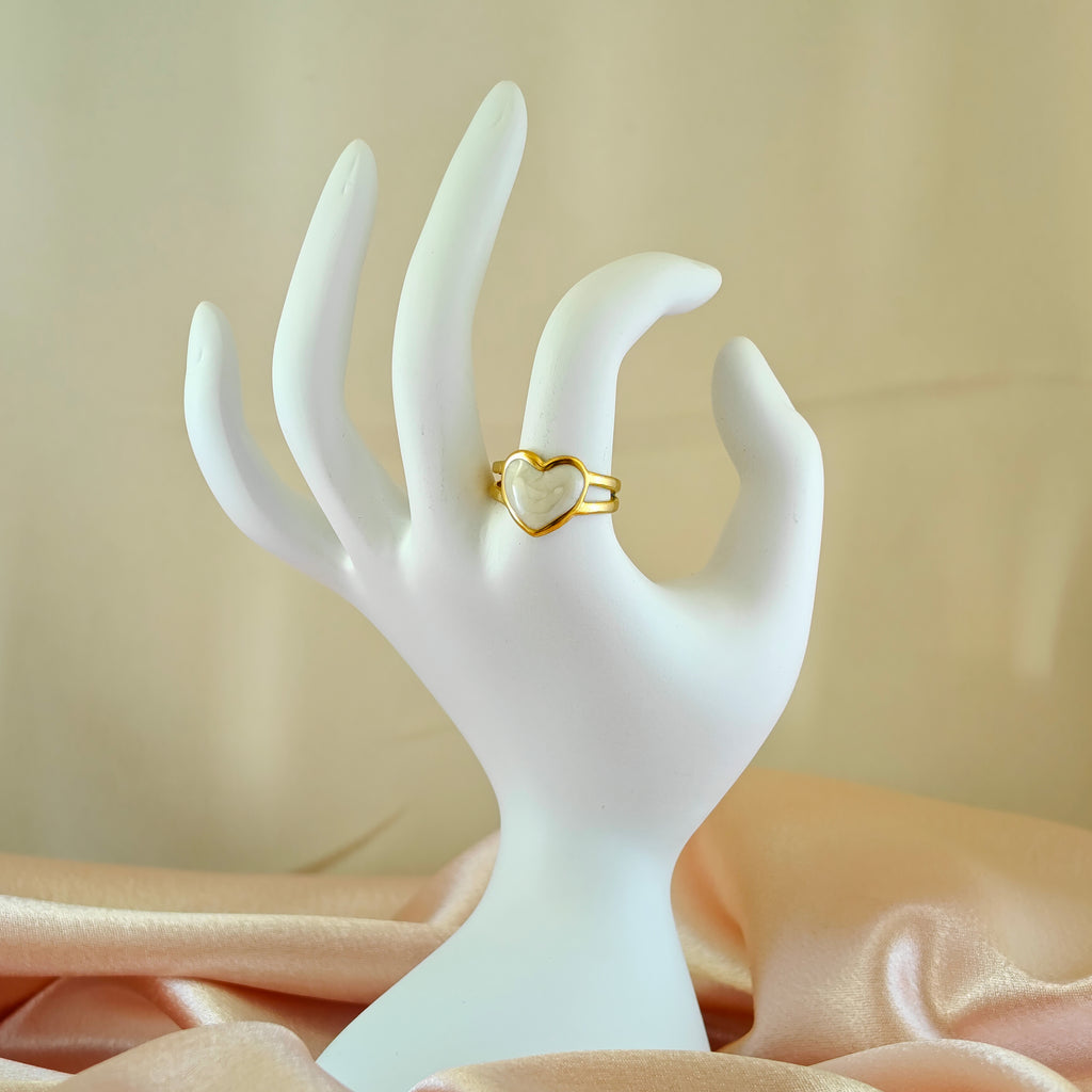 Gold Tone Heart Anti Tarnish Korean Ring