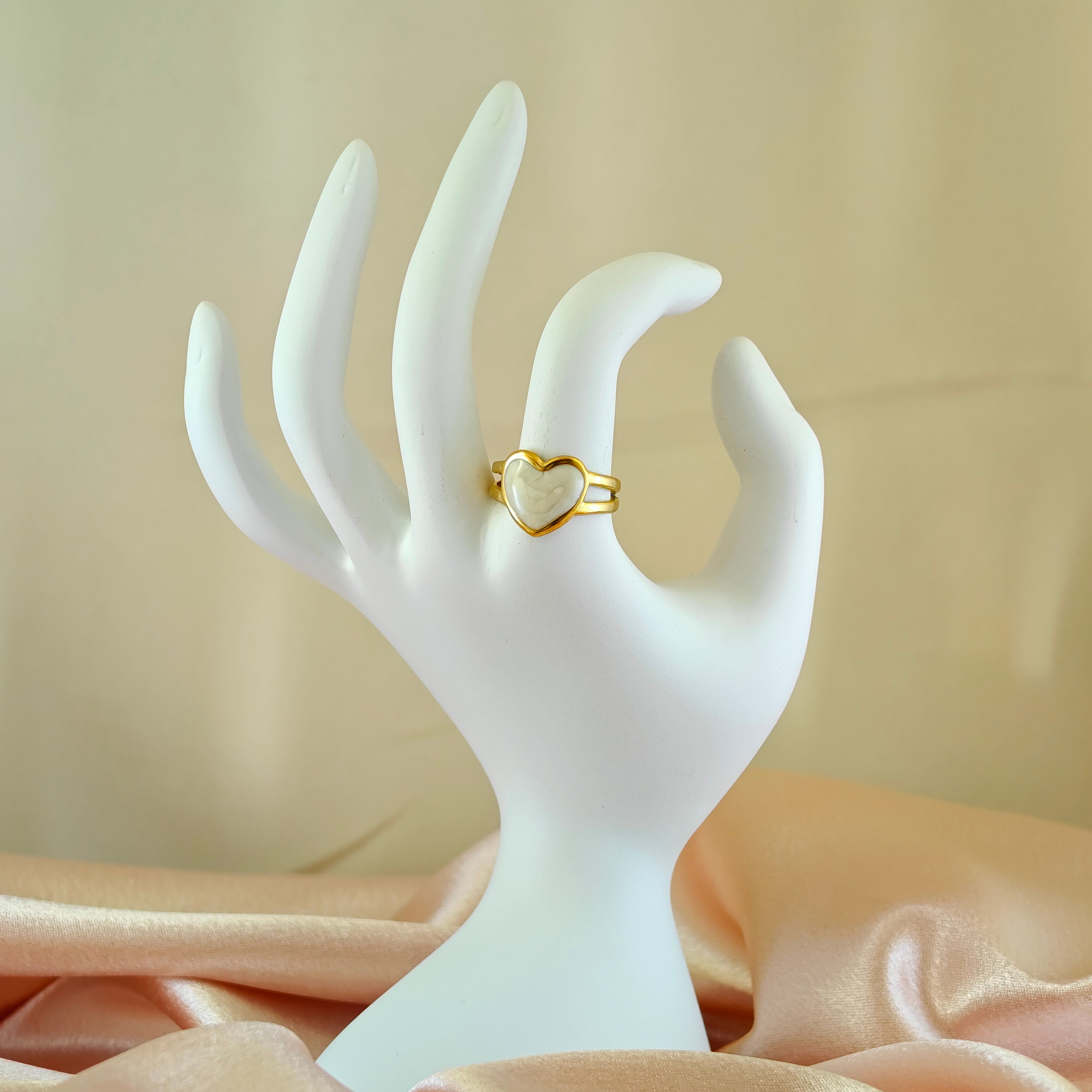 Gold Tone Heart Anti Tarnish Korean Ring