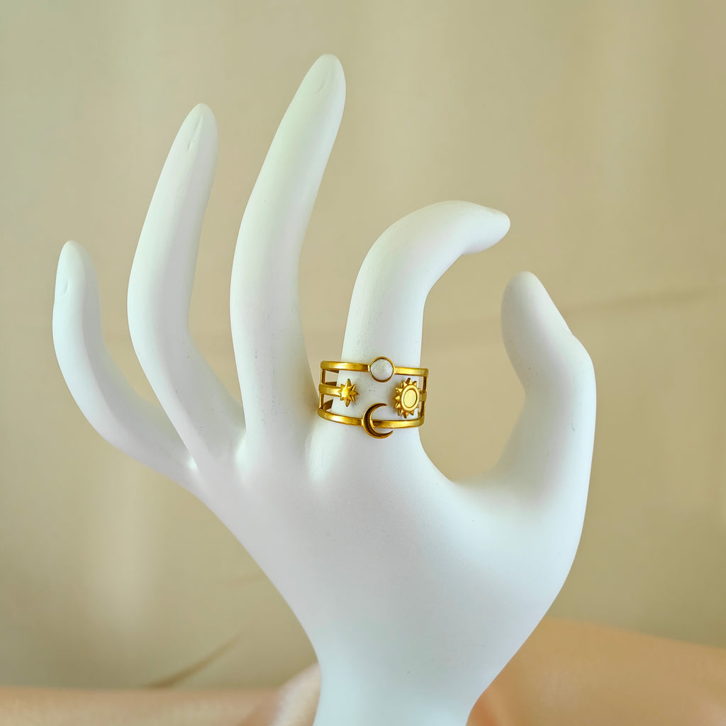 Celestial Triple Band Ring Anti Tarnish Korean Jewelry