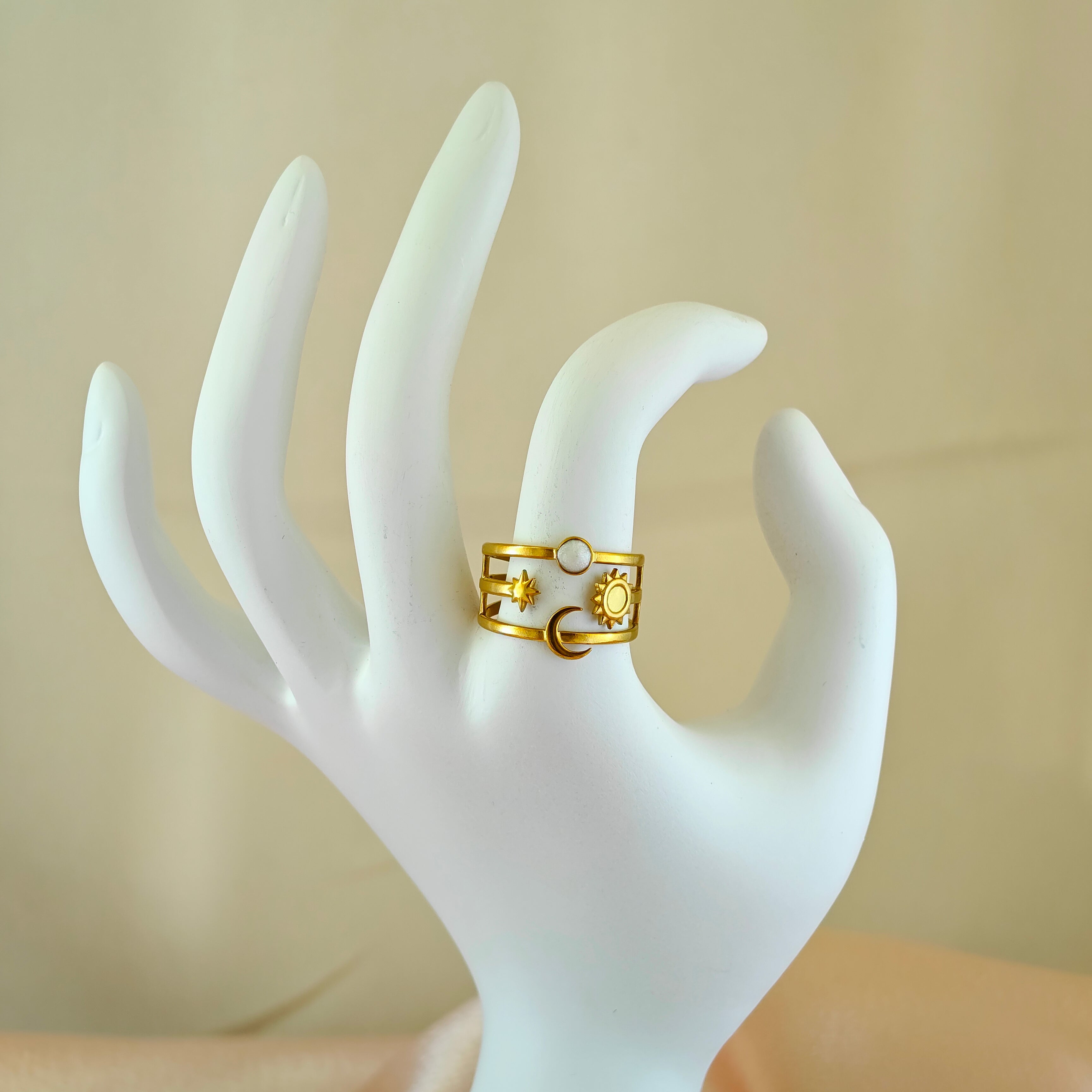 Celestial Triple Band Ring Anti Tarnish Korean Jewelry