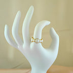 Gold Tone MOP Anti Tarnish Korean Ring Band