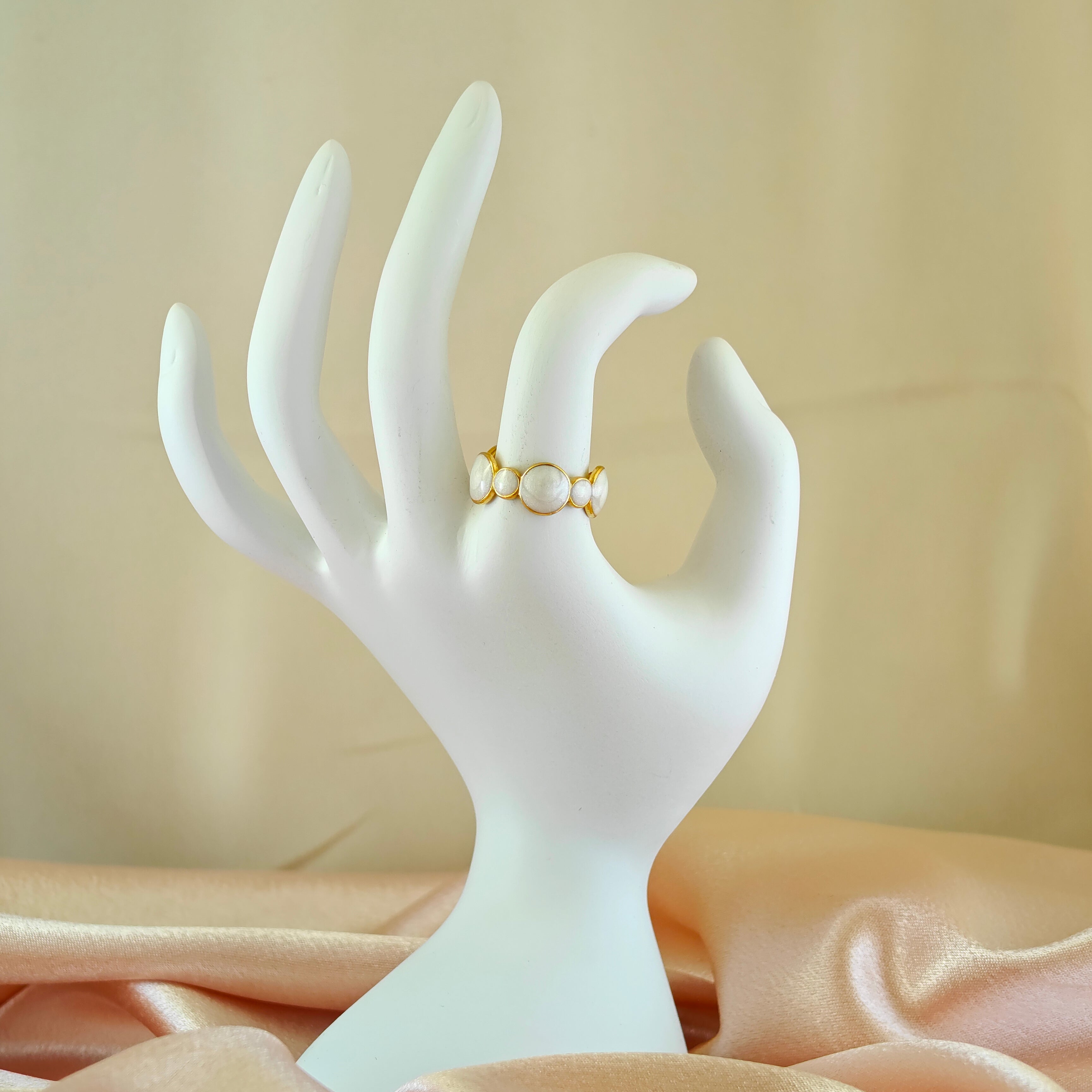 Gold Tone MOP Anti Tarnish Korean Ring Band