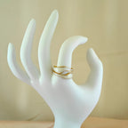 White Enamel Wave Anti Tarnish Korean Ring