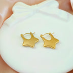 Gold Tone Non-Tarnishing Korean Star Hoops