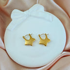 Gold Tone Non-Tarnishing Korean Star Hoops