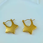 Gold Tone Non-Tarnishing Korean Star Hoops