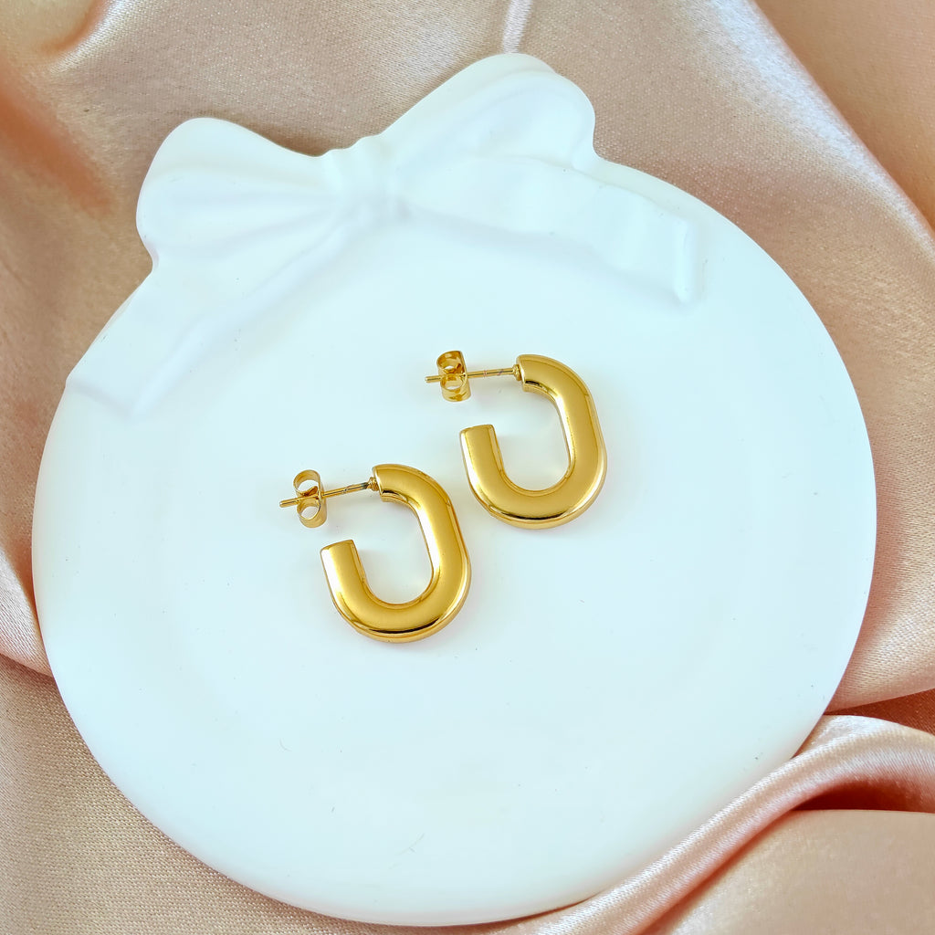 Gold Tone Non-Tarnishing Korean Arch Hoops