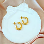 Gold Tone Non-Tarnishing Korean Arch Hoops
