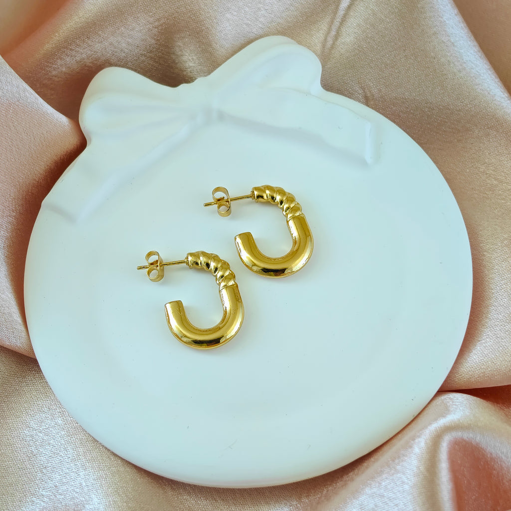 Gold Tone Non-Tarnishing Korean Rope Edge Hoops