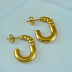 Gold Tone Non-Tarnishing Korean Rope Edge Hoops