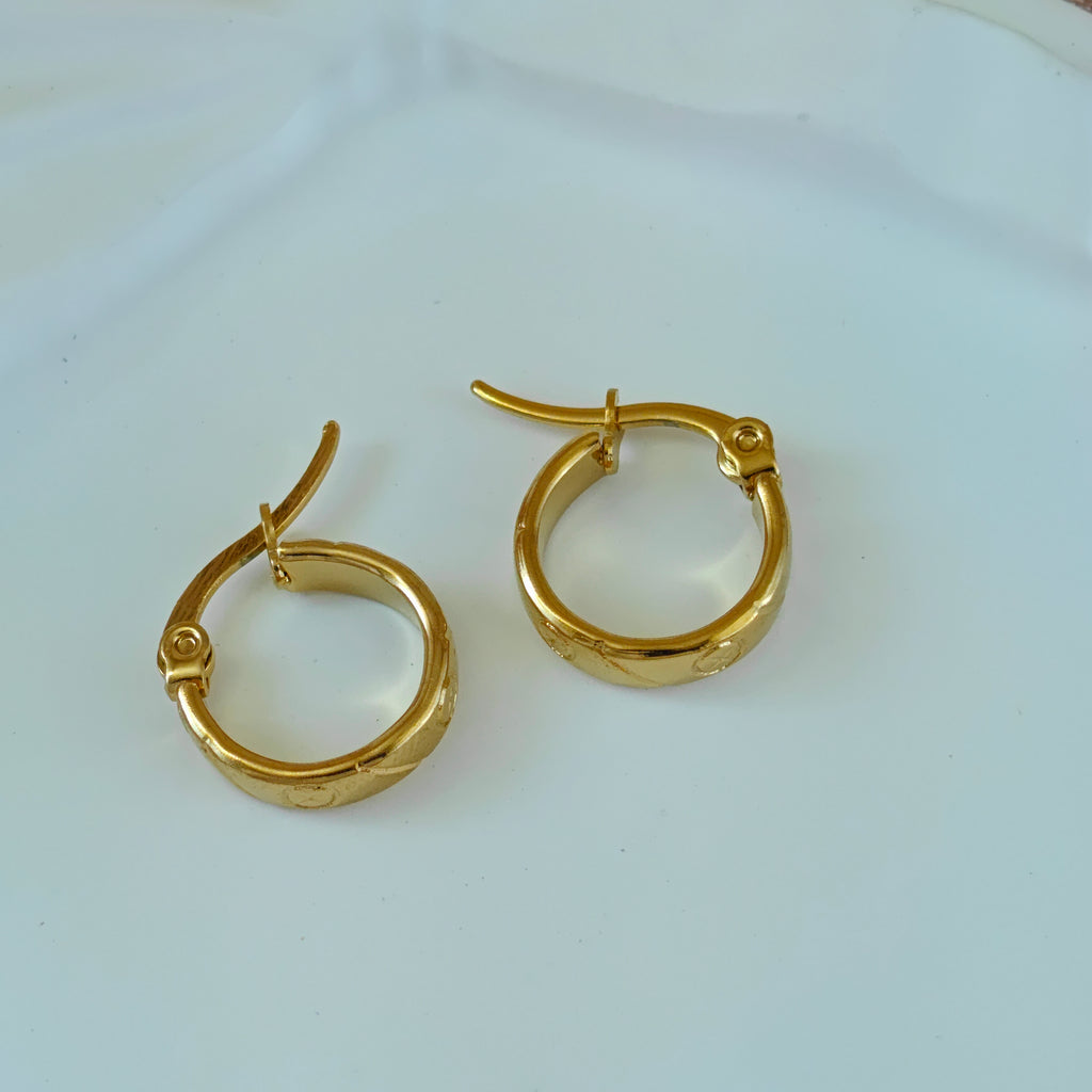 Tiny Textured Anti Tarnish Korean Hoops
