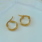 Tiny Textured Anti Tarnish Korean Hoops