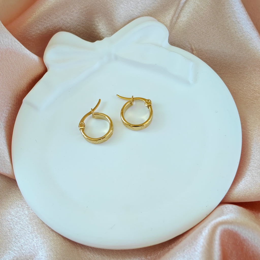 Tiny Textured Anti Tarnish Korean Hoops