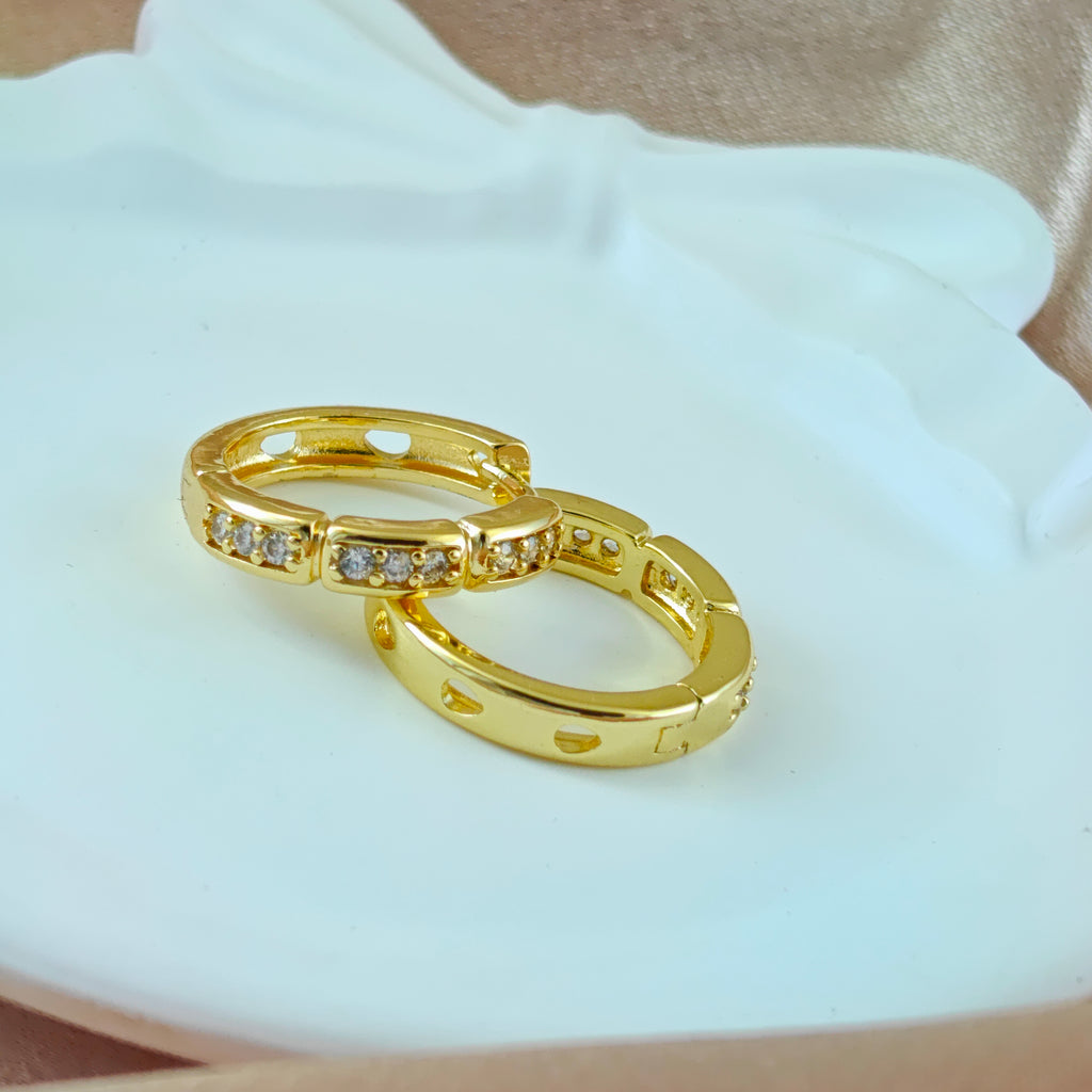 Sparkling Gold Anti Tarnish Korean Hoops