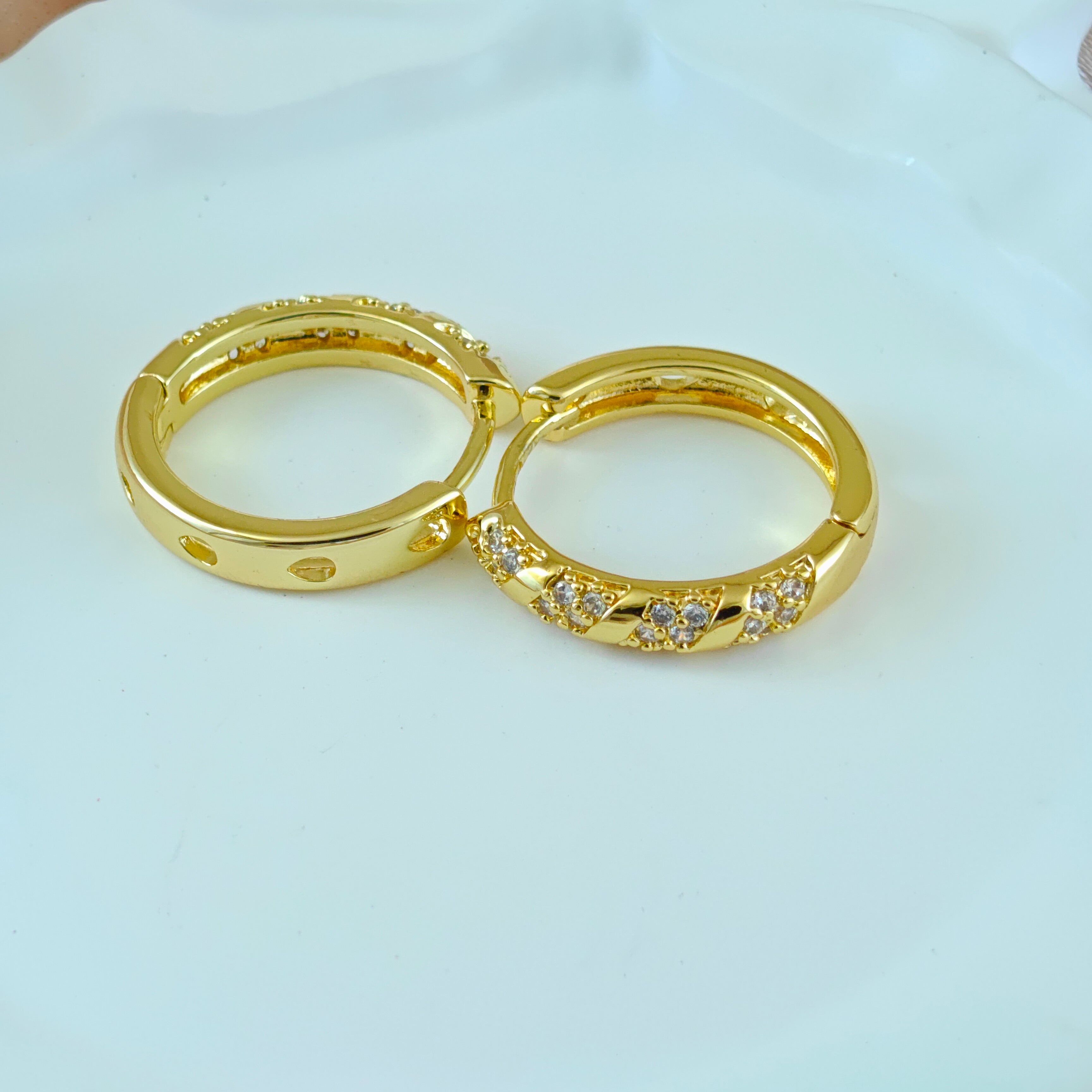 CZ Heart Cutout Anti Tarnish Korean Hoops