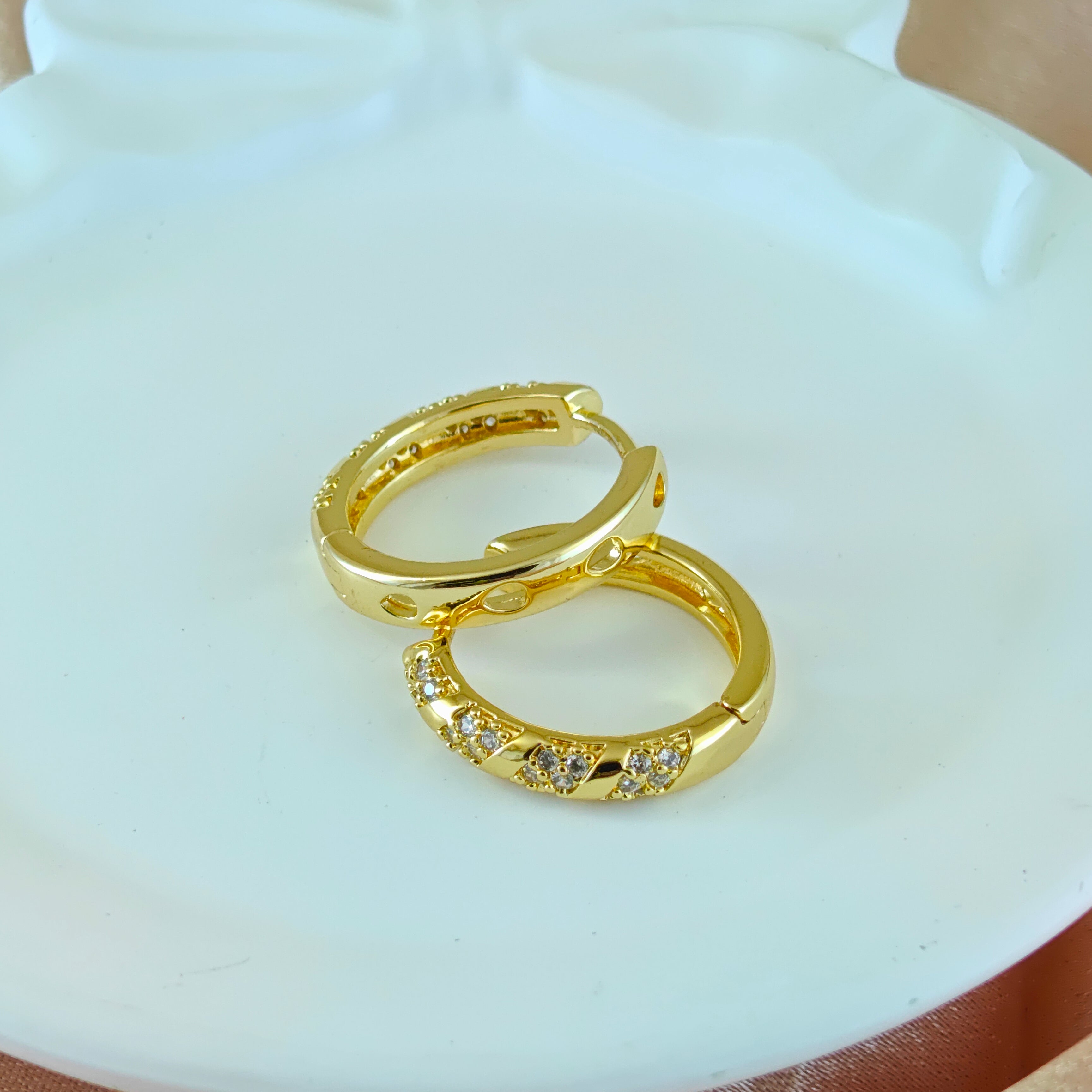 CZ Heart Cutout Anti Tarnish Korean Hoops