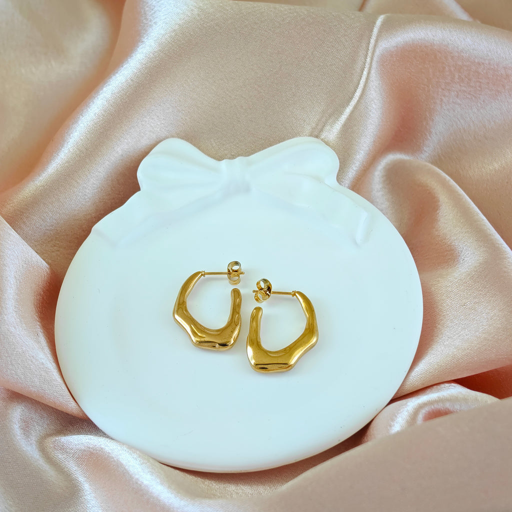 Abstract Gold Anti Tarnish Korean Hoops