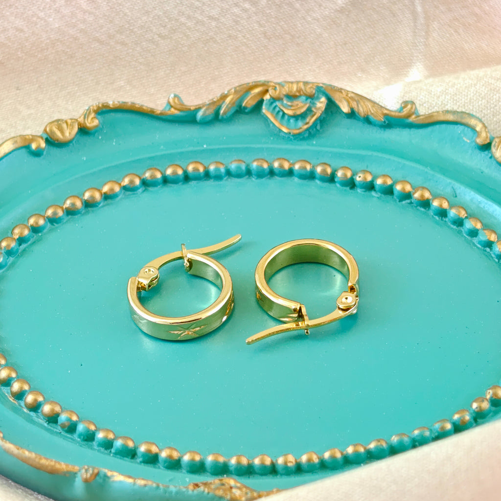 Korean Anti Tarnish Jewelry Small Patterned Hoops