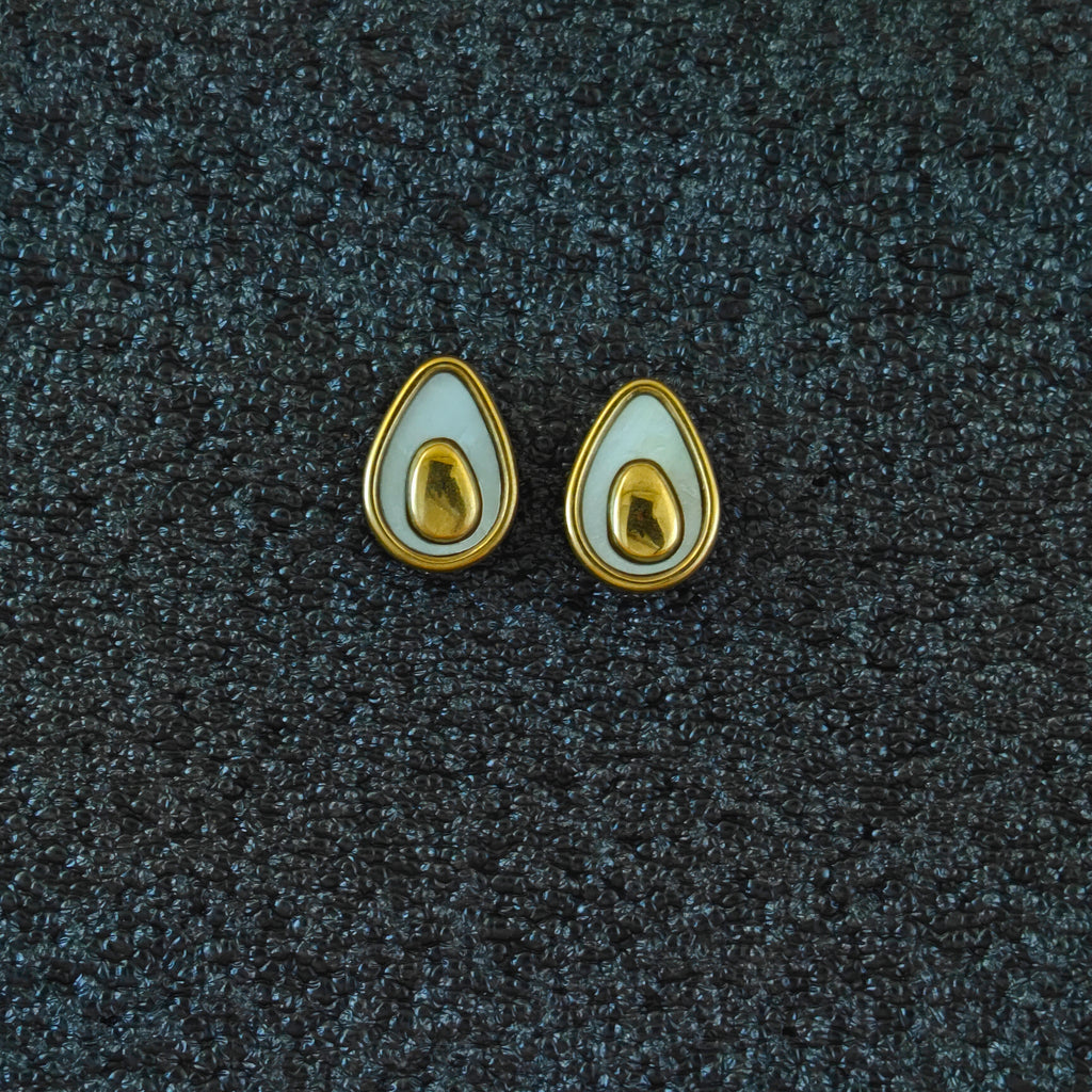 White Enamel Teardrop Anti Tarnish Korean Studs