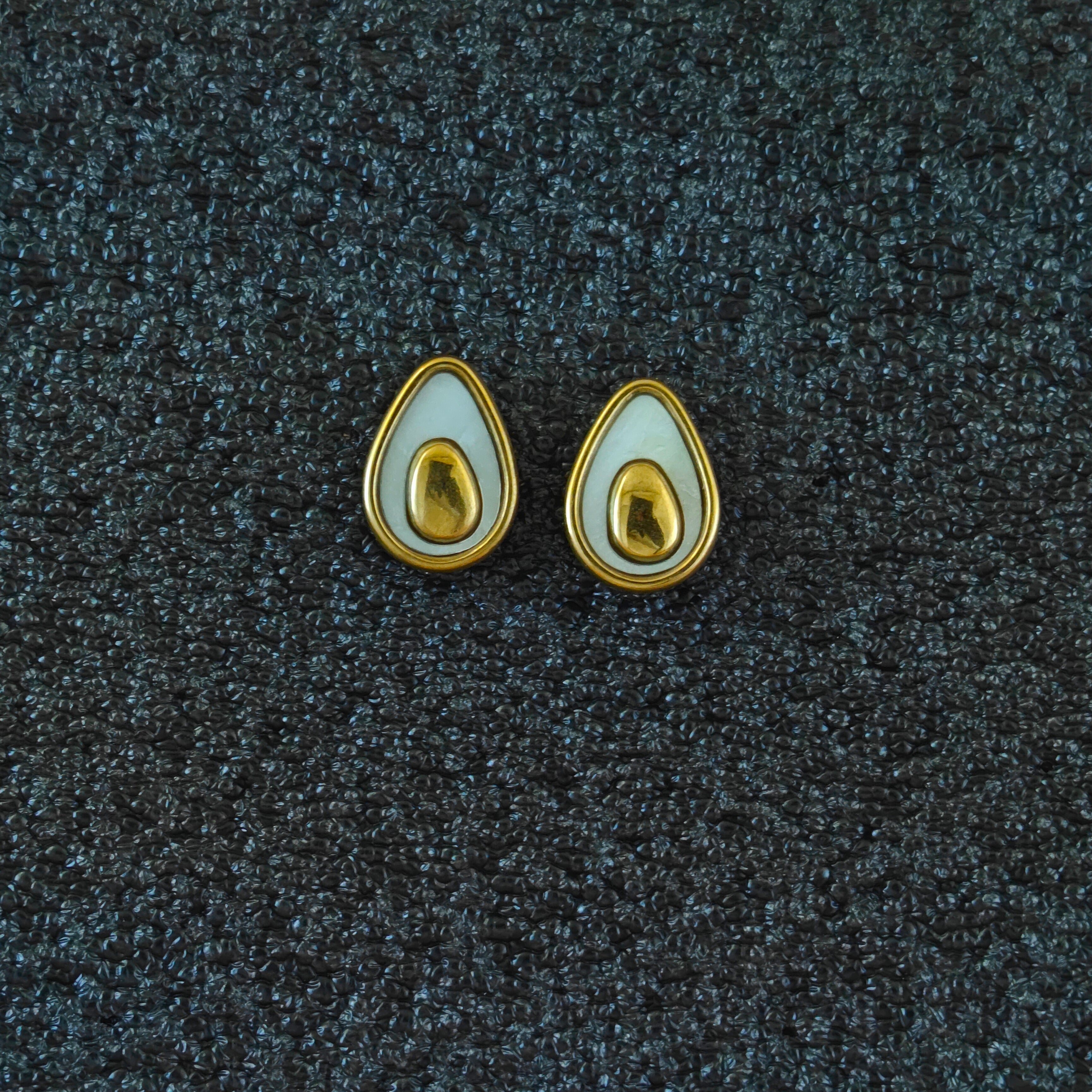 White Enamel Teardrop Anti Tarnish Korean Studs