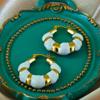 Two-Tone Non-Tarnishing Korean Bamboo Hoops