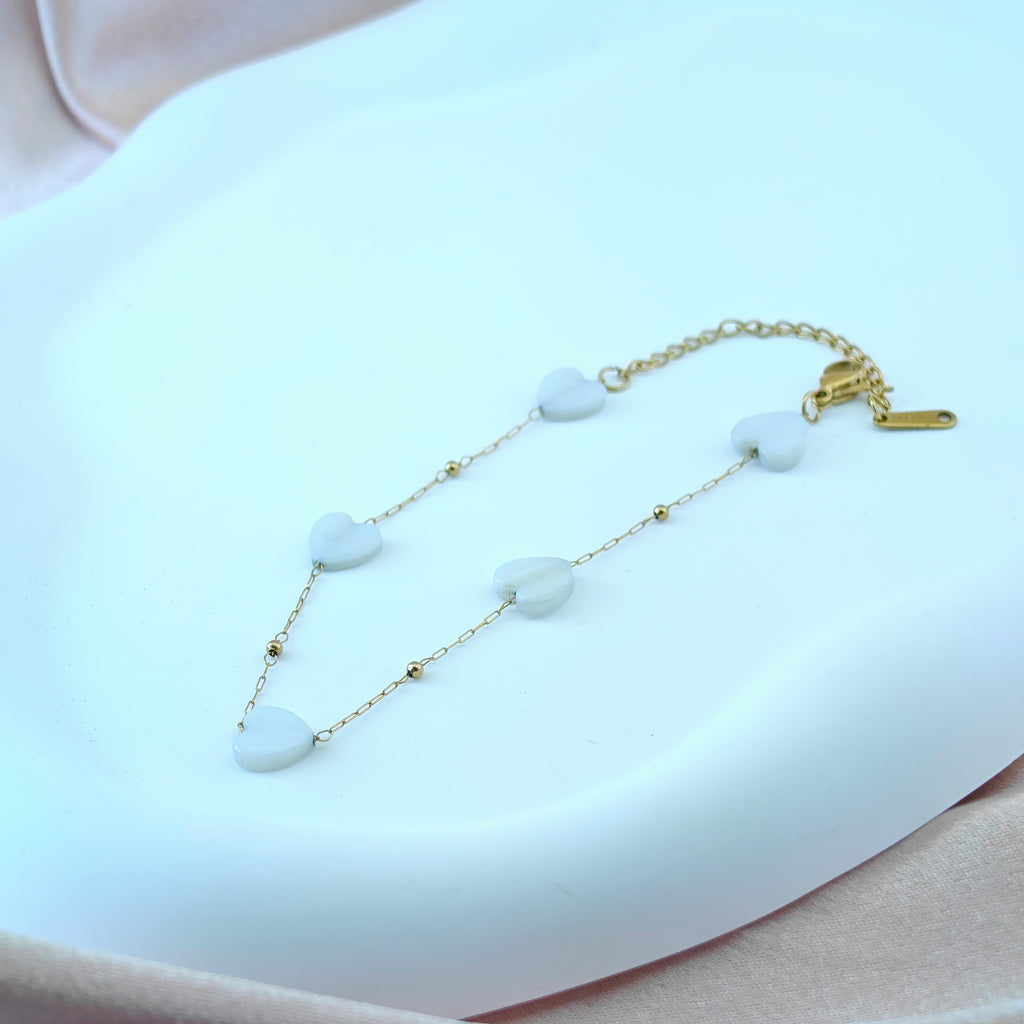 Mother of Pearl Heart Anti-Tarnish Korean Chain Bracelet