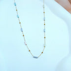 Long Chain with Colorful Cylinder Beads | Korean Anti-Tarnish Jewelry