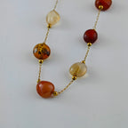 Carnelian Agate Bead Bracelet  Dainty Anti-Tarnish Korean Jewelry