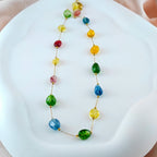 Vibrant Multicolored Gemstone Necklace | Anti-Tarnish Korean Jewelry