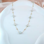 White Heart Charm Gold Chain Necklace Korean Anti-Tarnish Jewelry