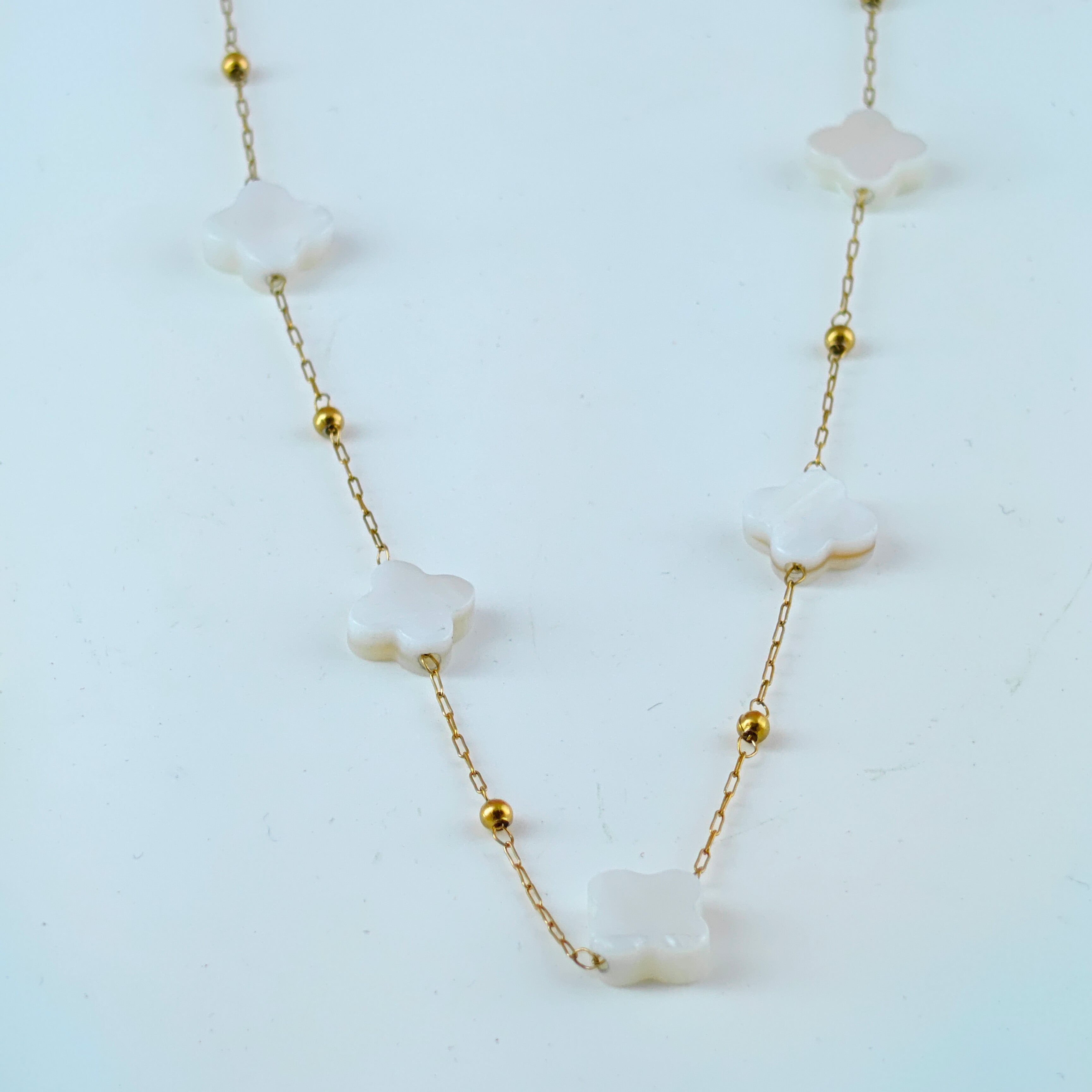 Chic Clover Station Necklace Mother of Pearl Anti-Tarnish Korean Jewelry