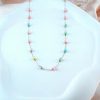 Long Chain with Colorful Cylinder Beads | Korean Anti-Tarnish Jewelry